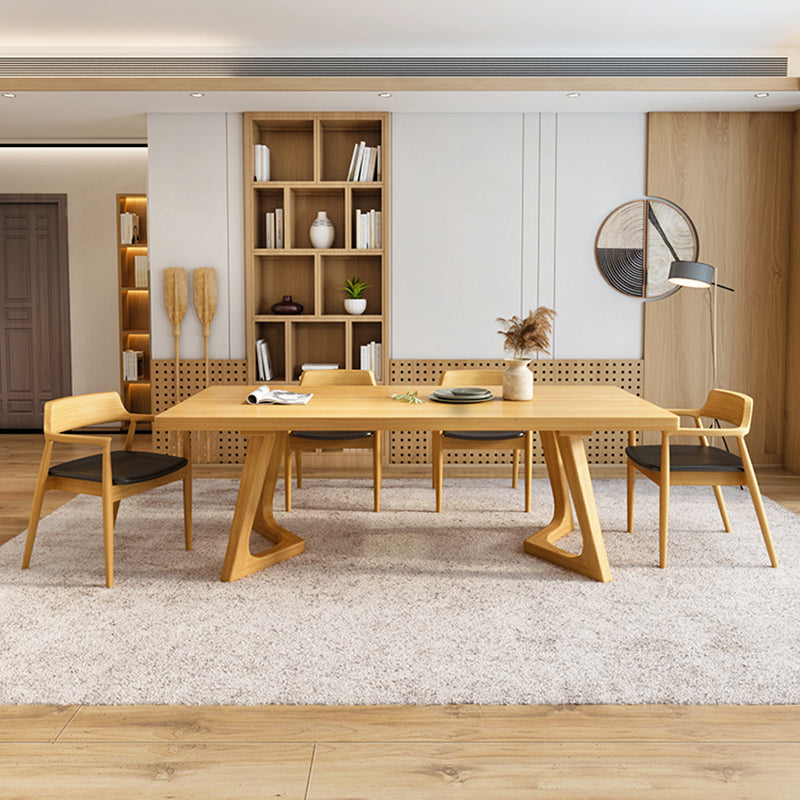 Modern Solid Wood Furniture 1/2/5/7 Pcs Standard Height Dining Room Table Set in Natural 5 Pieces: Table, 4 Natural Chairs Clearhalo 'Dining Room Sets' 'Dining Tables & Seating' 'dining_room_set' 'furn' 'furn_dining_room_set' 'Furniture' 'Kitchen & Dining Furniture' 6711999