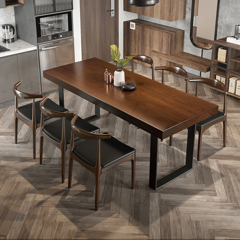 Mobili in legno massiccio marrone con sedie a corno di mucca 1/5/7 PC set di dinette moderna