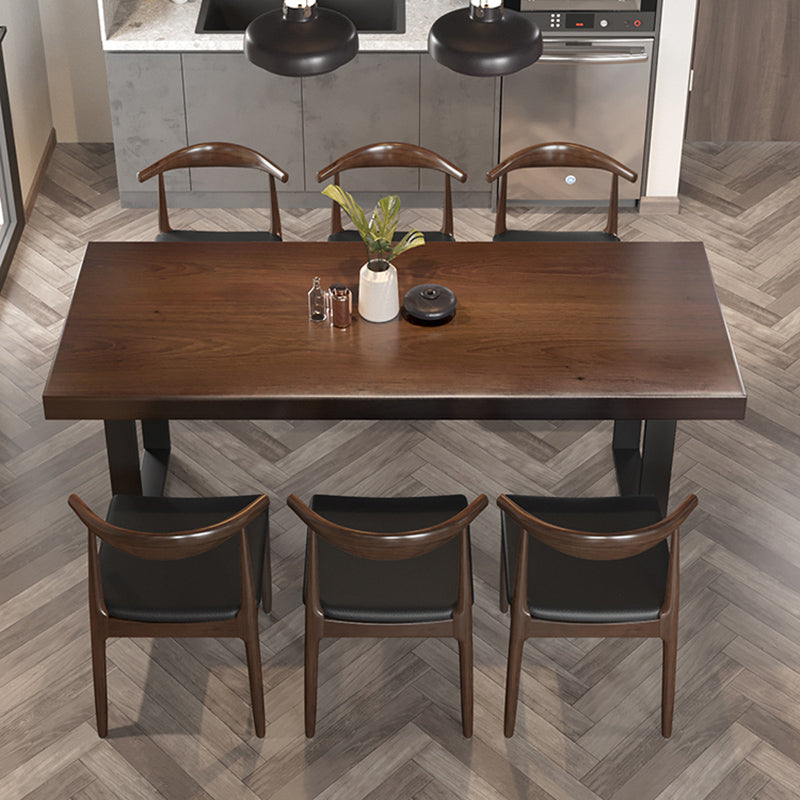 Mobili in legno massiccio marrone con sedie a corno di mucca 1/5/7 PC set di dinette moderna