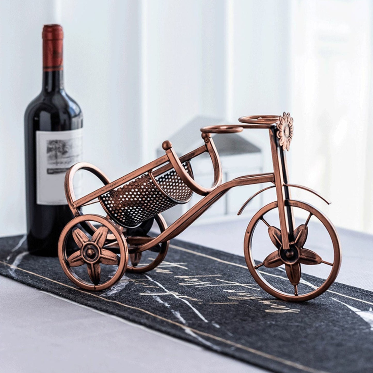 Metal Countertop Wine Glass Rack Modern Wine Bottle Holder -13.2"L x 4.7"W x 7.7"H Clearhalo 'furn' 'furn_wine_racks' 'Furniture' 'Kitchen & Dining Furniture' 'Wine Racks' 'wine_racks' 6712552
