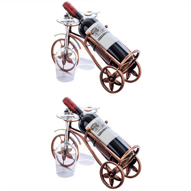 Metal Countertop Wine Glass Rack Modern Wine Bottle Holder -13.2"L x 4.7"W x 7.7"H Wine Bottle & Glass Rack Brass 2 Piece Set Clearhalo 'furn' 'furn_wine_racks' 'Furniture' 'Kitchen & Dining Furniture' 'Wine Racks' 'wine_racks' 6712562