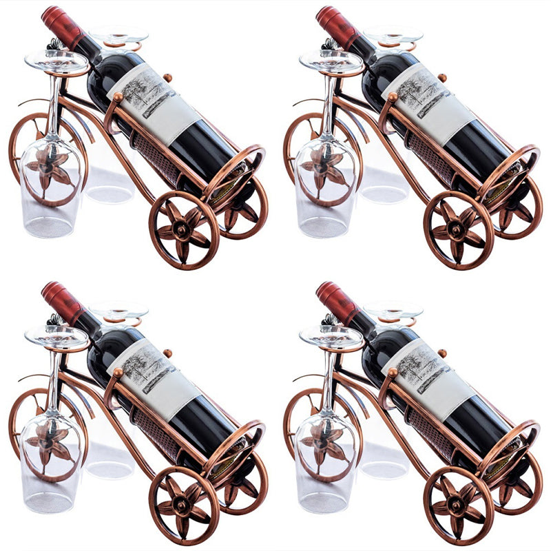 Metal Countertop Wine Glass Rack Modern Wine Bottle Holder -13.2"L x 4.7"W x 7.7"H Wine Bottle & Glass Rack Brass 4 Piece Set Clearhalo 'furn' 'furn_wine_racks' 'Furniture' 'Kitchen & Dining Furniture' 'Wine Racks' 'wine_racks' 6712563