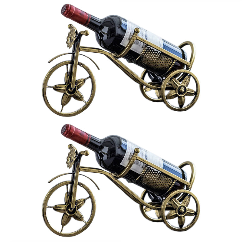 Metal Countertop Wine Glass Rack Modern Wine Bottle Holder -13.2"L x 4.7"W x 7.7"H Wine Bottle Rack Bronze 2 Piece Set Clearhalo 'furn' 'furn_wine_racks' 'Furniture' 'Kitchen & Dining Furniture' 'Wine Racks' 'wine_racks' 6712566