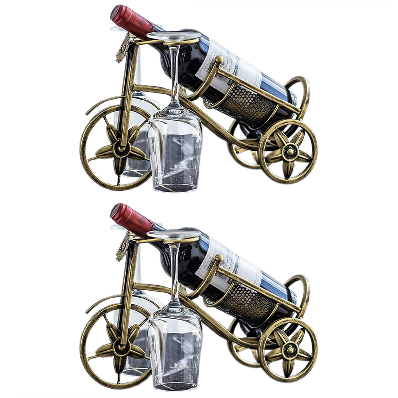 Metal Countertop Wine Glass Rack Modern Wine Bottle Holder -13.2"L x 4.7"W x 7.7"H Wine Bottle & Glass Rack Bronze 2 Piece Set Clearhalo 'furn' 'furn_wine_racks' 'Furniture' 'Kitchen & Dining Furniture' 'Wine Racks' 'wine_racks' 6712569