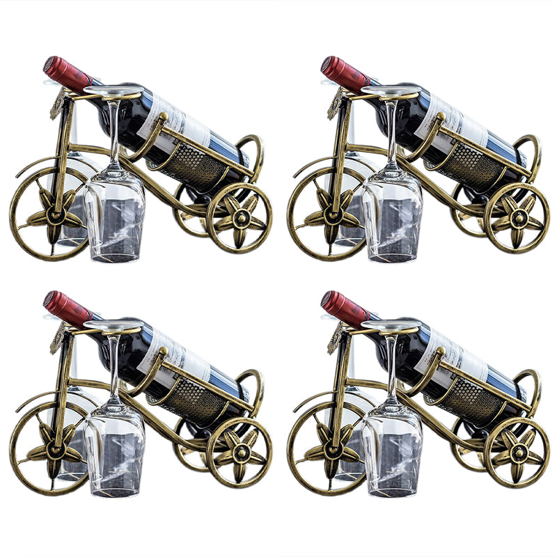 Metal Countertop Wine Glass Rack Modern Wine Bottle Holder -13.2"L x 4.7"W x 7.7"H Wine Bottle & Glass Rack Bronze 4 Piece Set Clearhalo 'furn' 'furn_wine_racks' 'Furniture' 'Kitchen & Dining Furniture' 'Wine Racks' 'wine_racks' 6712570