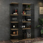 Metal Floor Bottle Wine Rack Contemporary Wine Holder with Storage Shelves 47.2"L x 13.4"W x 78.7"H Walnut Clearhalo 'furn' 'furn_wine_racks' 'Furniture' 'Kitchen & Dining Furniture' 'Wine Racks' 'wine_racks' 6712576