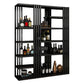 Metal Floor Bottle Wine Rack Contemporary Wine Holder with Storage Shelves 55.1"L x 13.4"W x 78.7"H Black Clearhalo 'furn' 'furn_wine_racks' 'Furniture' 'Kitchen & Dining Furniture' 'Wine Racks' 'wine_racks' 6712577