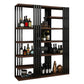 Metal Floor Bottle Wine Rack Contemporary Wine Holder with Storage Shelves 55.1"L x 13.4"W x 78.7"H Brown Clearhalo 'furn' 'furn_wine_racks' 'Furniture' 'Kitchen & Dining Furniture' 'Wine Racks' 'wine_racks' 6712579