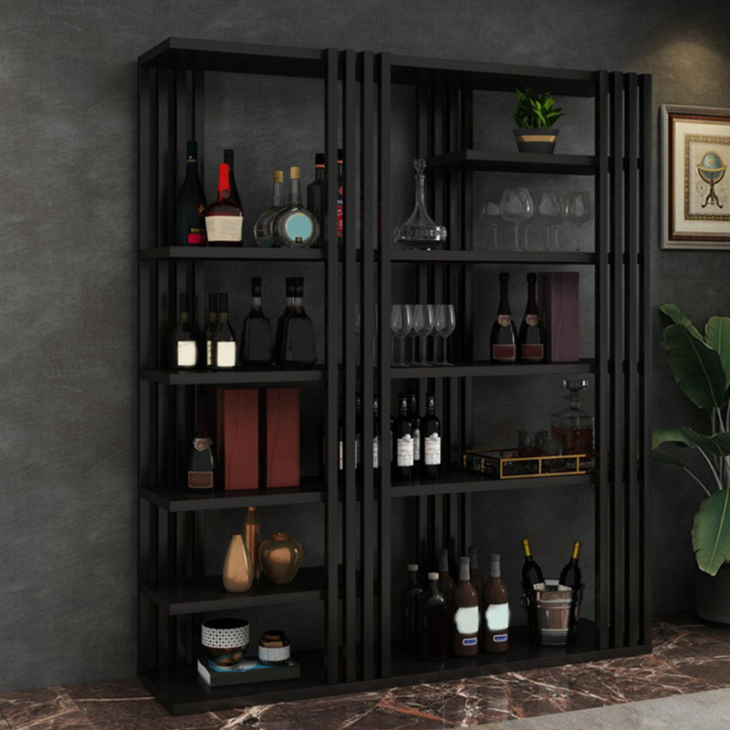 Metal Floor Bottle Wine Rack Contemporary Wine Holder with Storage Shelves 63"L x 13.4"W x 78.7"H Black Clearhalo 'furn' 'furn_wine_racks' 'Furniture' 'Kitchen & Dining Furniture' 'Wine Racks' 'wine_racks' 6712583