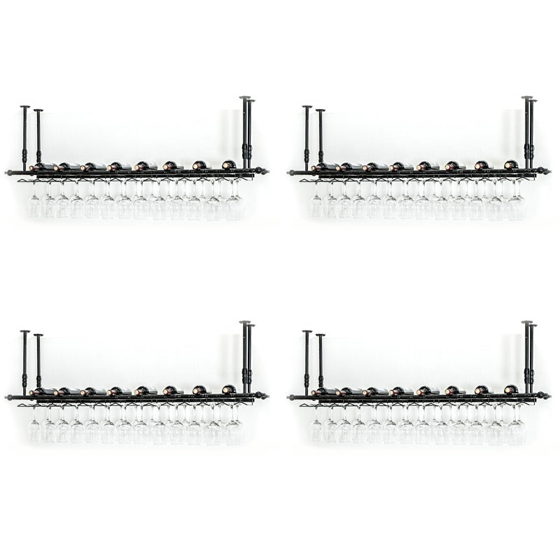 Metal Hanging Wine Holder Rack Modern Wine Rack Kit -59"L x 11.8"W x 3.1"H Black 4 Piece Set Clearhalo 'furn' 'furn_wine_racks' 'Furniture' 'Kitchen & Dining Furniture' 'Wine Racks' 'wine_racks' 6712618