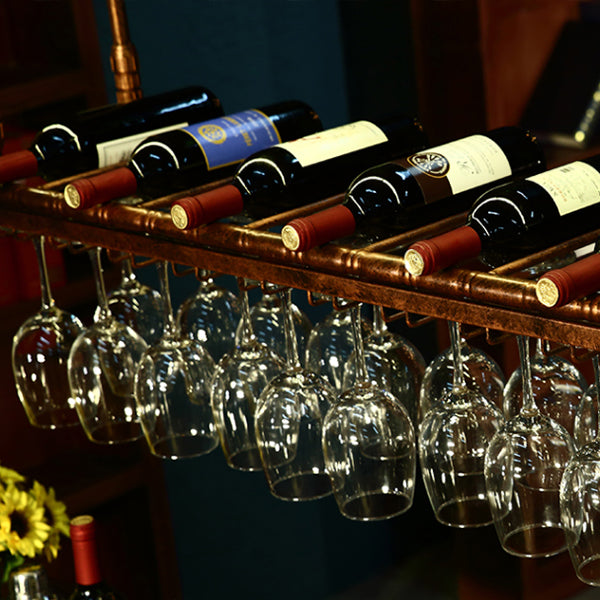 Metal Hanging Wine Holder Rack Modern Wine Rack Kit -59"L x 11.8"W x 3.1"H Clearhalo 'furn' 'furn_wine_racks' 'Furniture' 'Kitchen & Dining Furniture' 'Wine Racks' 'wine_racks' 6712624