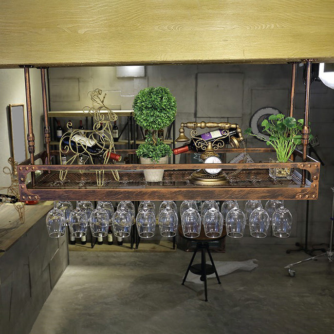 Metal Hanging Wine Holder Rack Modern Style Wine Shelf -47.2"L x 13.8"W x 5.9"H Brass 1 Piece Clearhalo 'furn' 'furn_wine_racks' 'Furniture' 'Kitchen & Dining Furniture' 'Wine Racks' 'wine_racks' 6712633