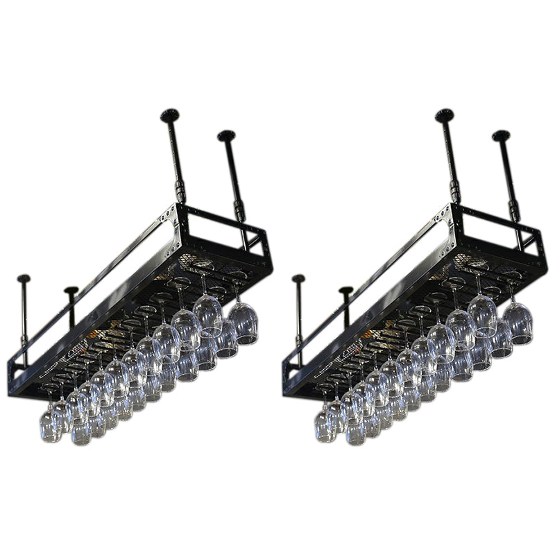 Metal Hanging Wine Holder Rack Modern Style Wine Shelf -47.2"L x 13.8"W x 5.9"H Black 2 Piece Set Clearhalo 'furn' 'furn_wine_racks' 'Furniture' 'Kitchen & Dining Furniture' 'Wine Racks' 'wine_racks' 6712634