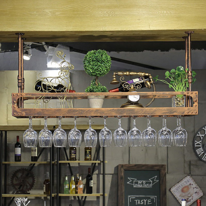 Metal Hanging Wine Holder Rack Modern Style Wine Shelf -47.2"L x 13.8"W x 5.9"H Clearhalo 'furn' 'furn_wine_racks' 'Furniture' 'Kitchen & Dining Furniture' 'Wine Racks' 'wine_racks' 6712637