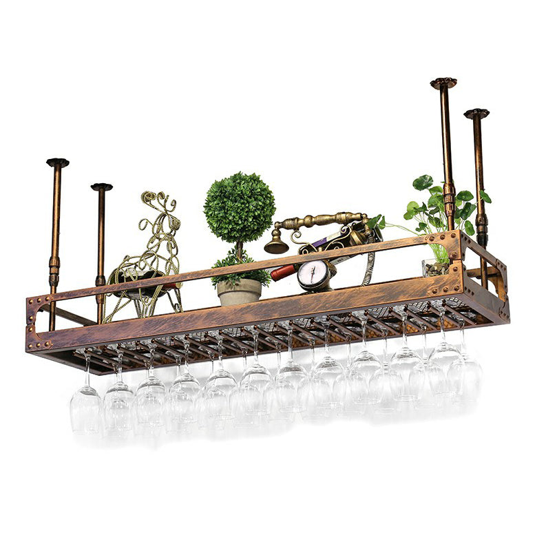 Metal Hanging Wine Holder Rack Modern Style Wine Shelf -47.2"L x 13.8"W x 5.9"H Clearhalo 'furn' 'furn_wine_racks' 'Furniture' 'Kitchen & Dining Furniture' 'Wine Racks' 'wine_racks' 6712641