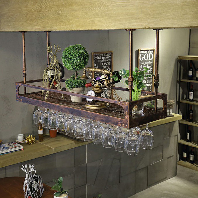 Metal Hanging Wine Holder Rack Modern Style Wine Shelf -47.2"L x 13.8"W x 5.9"H Clearhalo 'furn' 'furn_wine_racks' 'Furniture' 'Kitchen & Dining Furniture' 'Wine Racks' 'wine_racks' 6712649