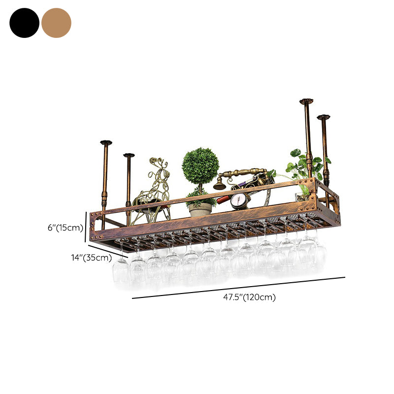 Metal Hanging Wine Holder Rack Modern Style Wine Shelf -47.2"L x 13.8"W x 5.9"H Clearhalo 'furn' 'furn_wine_racks' 'Furniture' 'Kitchen & Dining Furniture' 'Wine Racks' 'wine_racks' 6712652