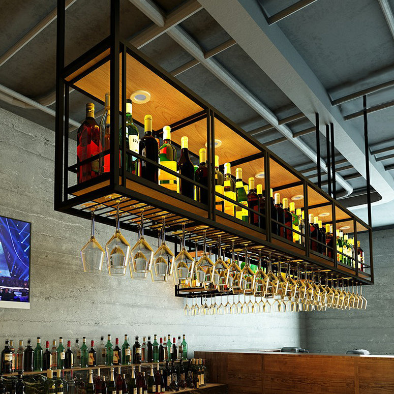 Metal Hanging Wine Glass Rack Modern Black Colour Wine Rack Kit Clearhalo 'furn' 'furn_wine_racks' 'Furniture' 'Kitchen & Dining Furniture' 'Wine Racks' 'wine_racks' 6712653