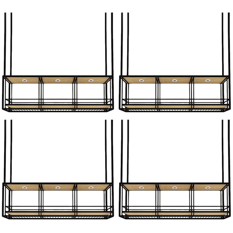 Metal Hanging Wine Glass Rack Modern Black Colour Wine Rack Kit 59.1"L x 11.8"W x 19.7"H 4 Piece Set Clearhalo 'furn' 'furn_wine_racks' 'Furniture' 'Kitchen & Dining Furniture' 'Wine Racks' 'wine_racks' 6712657