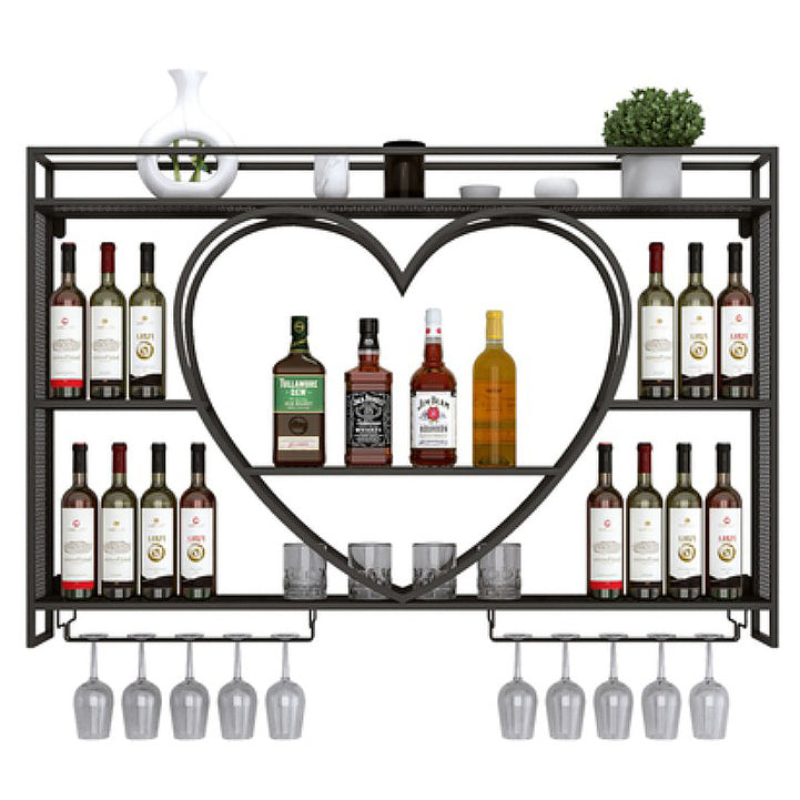Botella de vino de metal y estante de vino de metal y estante de vidrio sin luz sin luz