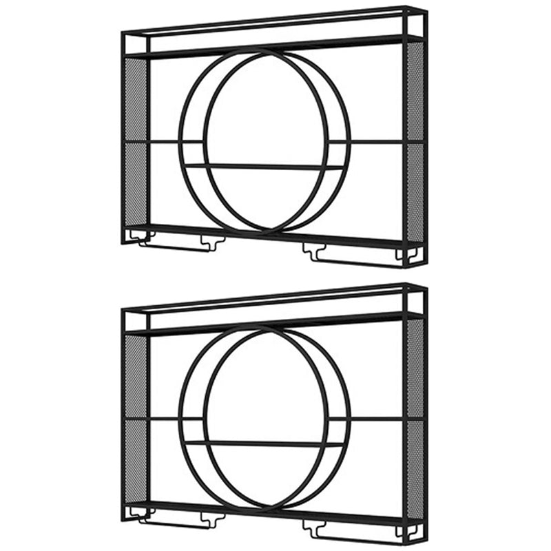 Moderne wand gemonteerd wijnrek metalen wijnfles en glazen rek zonder licht