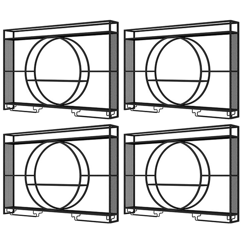 現代の壁に取り付けられたワインラックメタルワインボトルとガラスラック