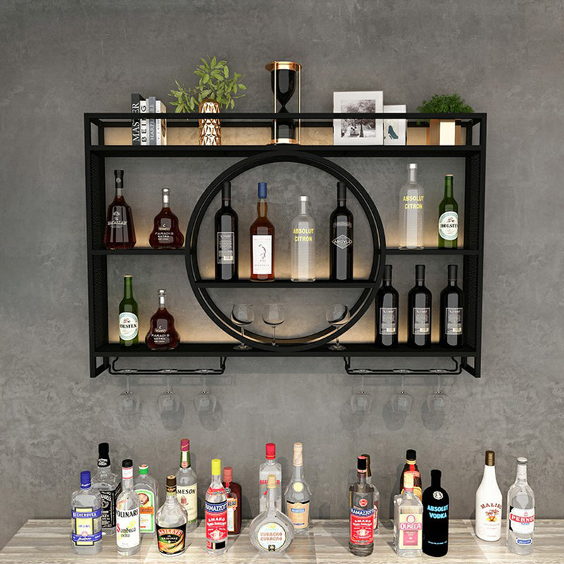 Modern Wall Mounted Wine Rack Metal Wine Bottle & Glass Rack without Light