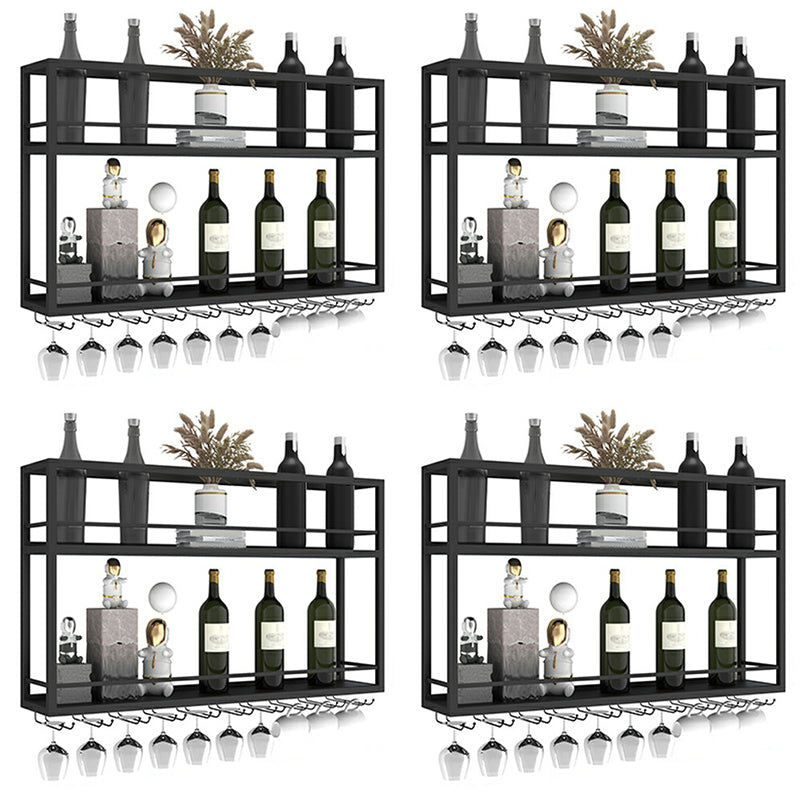 Modern Metal Wine Rack Wall Mounted Wine Bottle & Glass Rack for Living Room