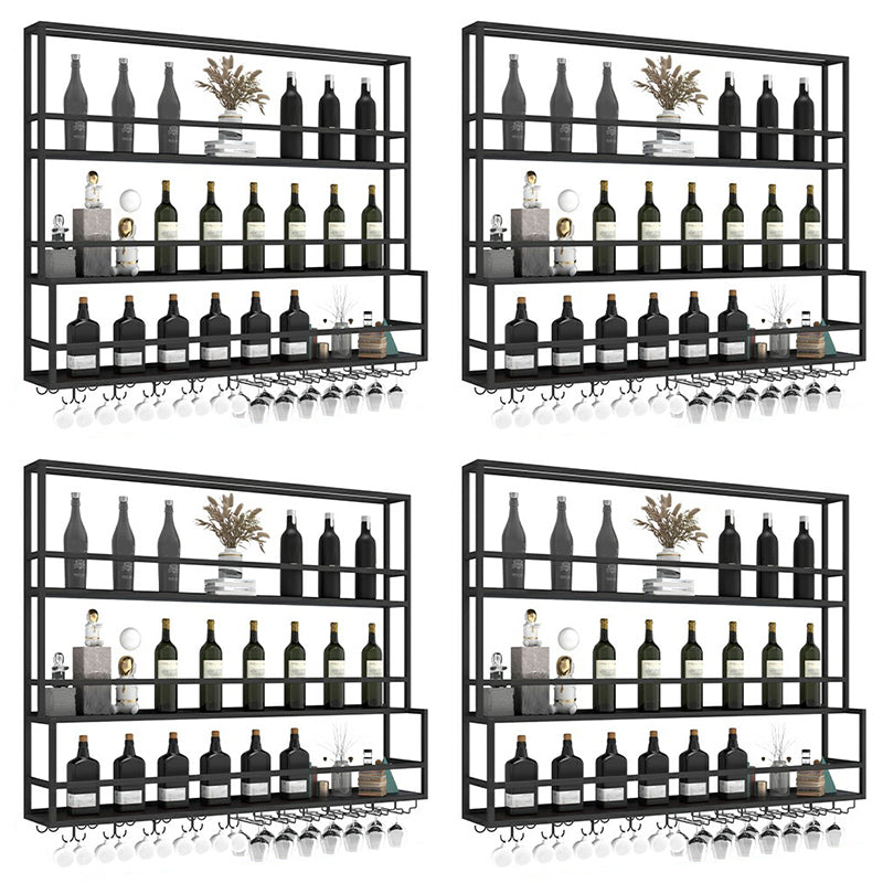 Moderne metalen wijnrek wandmontage wijnfles en glazen rek voor woonkamer
