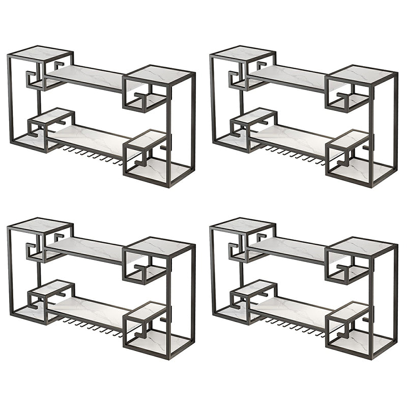 ダイニングルーム用の壁掛けワインラックメタルワインボトル＆ガラスラック