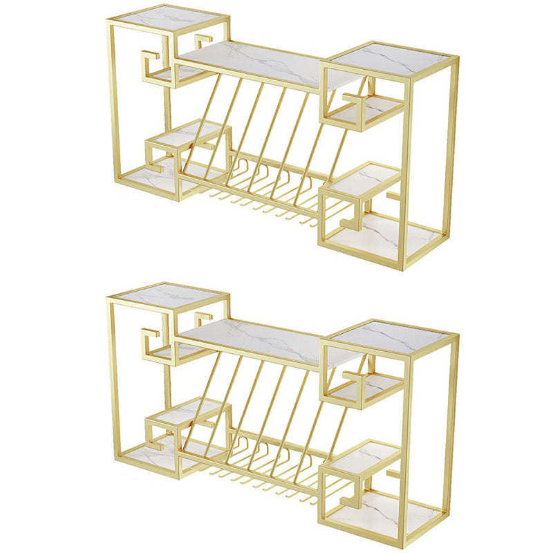 ダイニングルーム用の壁掛けワインラックメタルワインボトル＆ガラスラック