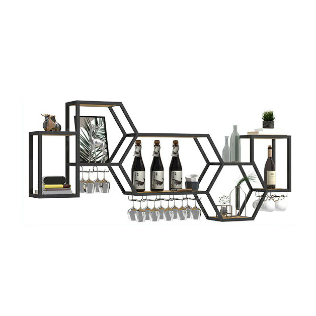 Portabottiglie a parete bottiglia di vino in metallo moderno e portabicchieri per sala da pranzo