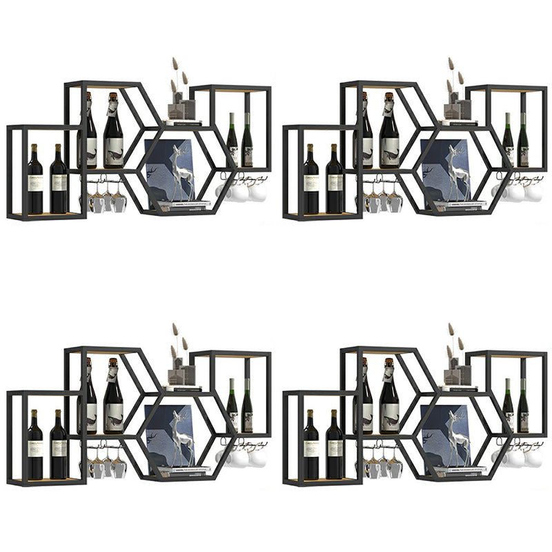 Wall Mounted Wine Rack Modern Metal Wine Bottle & Glass Rack for Dining Room