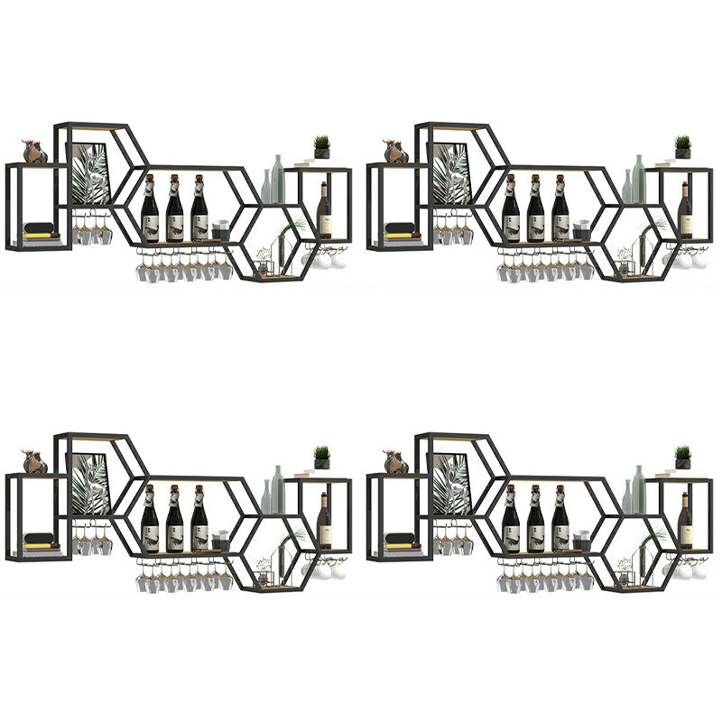 Portabottiglie a parete bottiglia di vino in metallo moderno e portabicchieri per sala da pranzo
