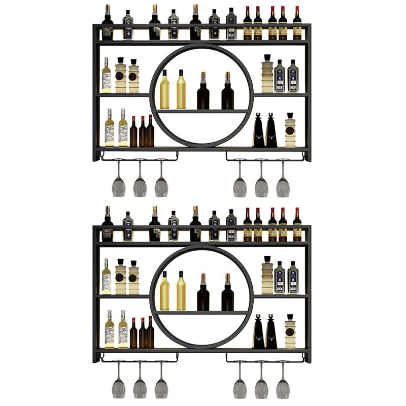 Wall Mounted Wine Rack Metal Wine Bottle & Glass Rack without Light