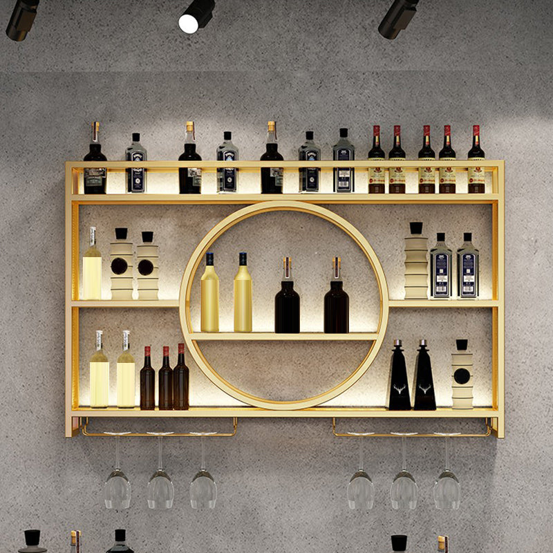 Wall Mounted Wine Rack Metal Wine Bottle & Glass Rack without Light