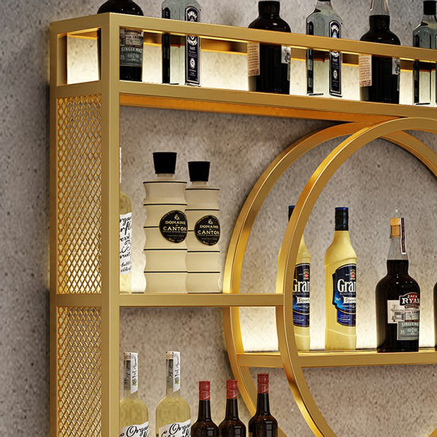 Wall Mounted Wine Rack Metal Wine Bottle & Glass Rack without Light