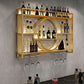 Wall Mounted Wine Rack Metal Wine Bottle & Glass Rack without Light