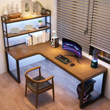 Descrito industrial de la oficina L-shape escritorio de escritura de madera sólida con patas de metal