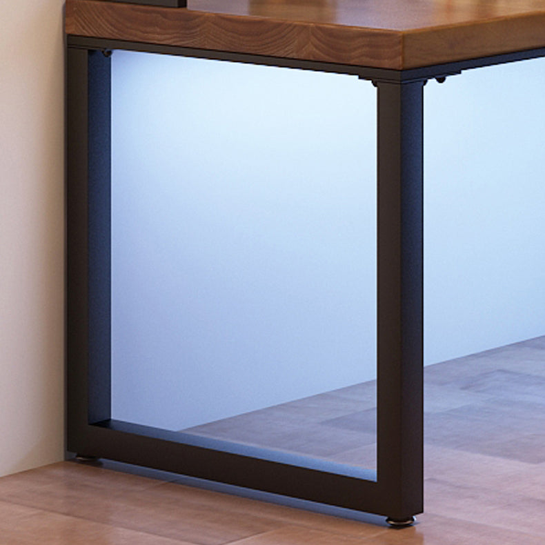 Descrito industrial de la oficina L-shape escritorio de escritura de madera sólida con patas de metal