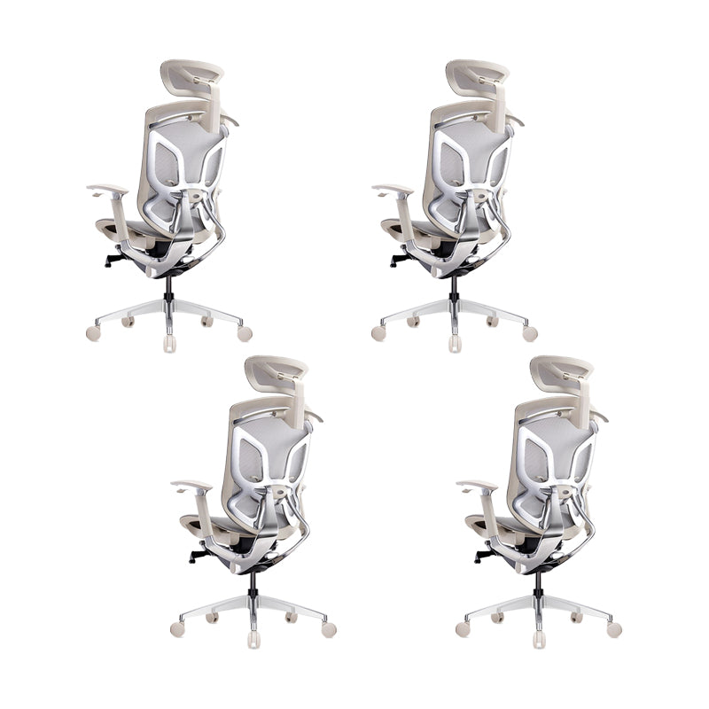 Arms Included Office Chair Modern Adjustable Seat Height Swivel Chair with Wheels Grey 4 Piece Set Clearhalo 'furn' 'furn_office_chair' 'Furniture' 'Office Chairs' 'Office Furniture' 'office_chair' 6715521