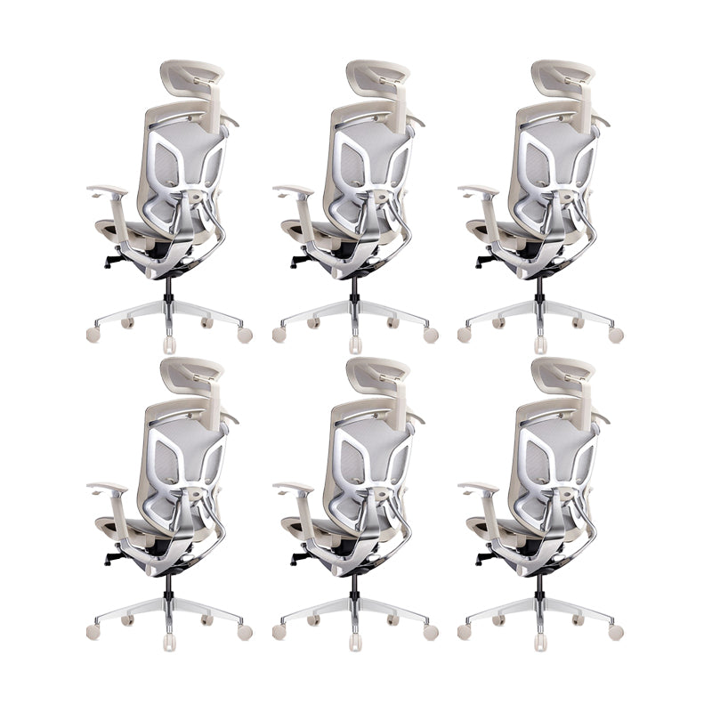 Arms Included Office Chair Modern Adjustable Seat Height Swivel Chair with Wheels Grey 6 Piece Set Clearhalo 'furn' 'furn_office_chair' 'Furniture' 'Office Chairs' 'Office Furniture' 'office_chair' 6715524