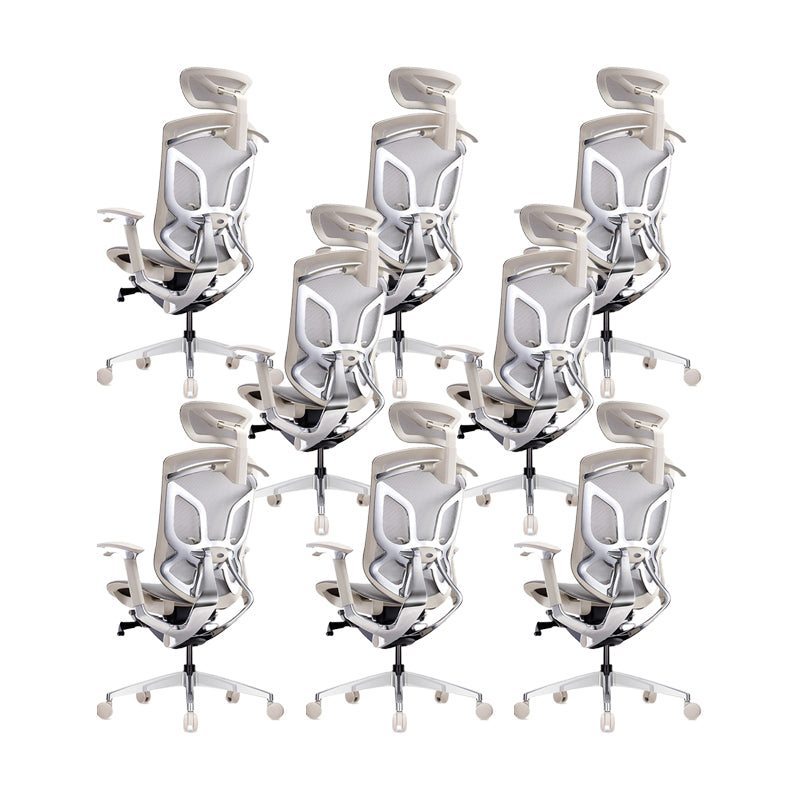 Arms Included Office Chair Modern Adjustable Seat Height Swivel Chair with Wheels Grey 8 Piece Set Clearhalo 'furn' 'furn_office_chair' 'Furniture' 'Office Chairs' 'Office Furniture' 'office_chair' 6715525