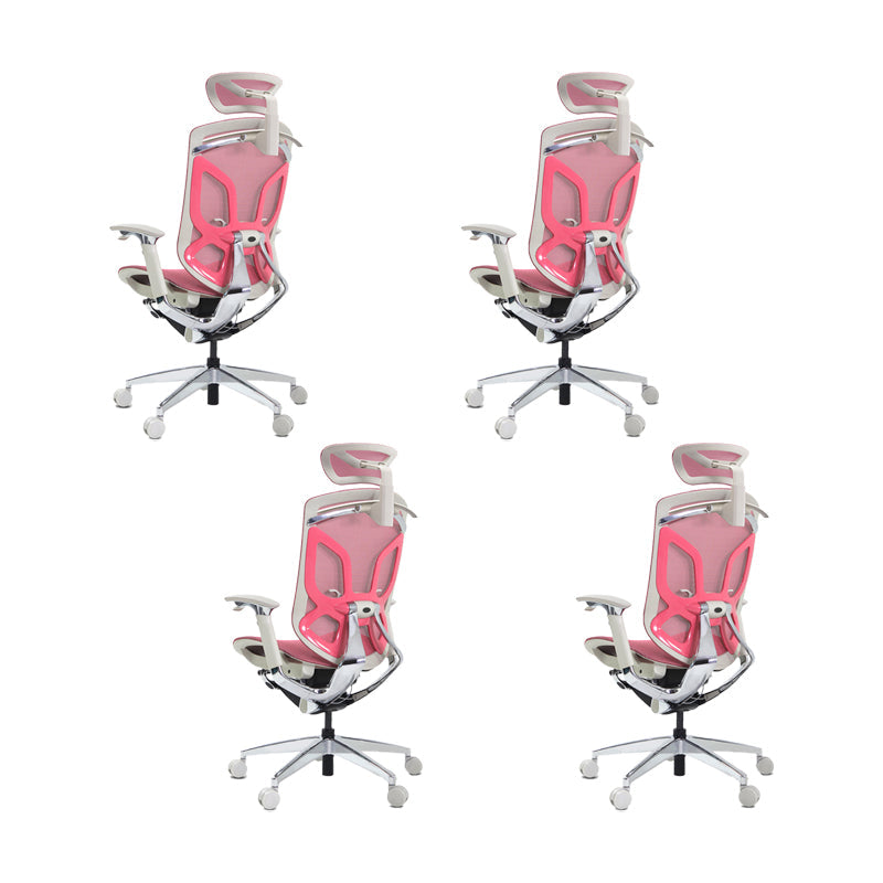 Arms Included Office Chair Modern Adjustable Seat Height Swivel Chair with Wheels Pink 4 Piece Set Clearhalo 'furn' 'furn_office_chair' 'Furniture' 'Office Chairs' 'Office Furniture' 'office_chair' 6715532