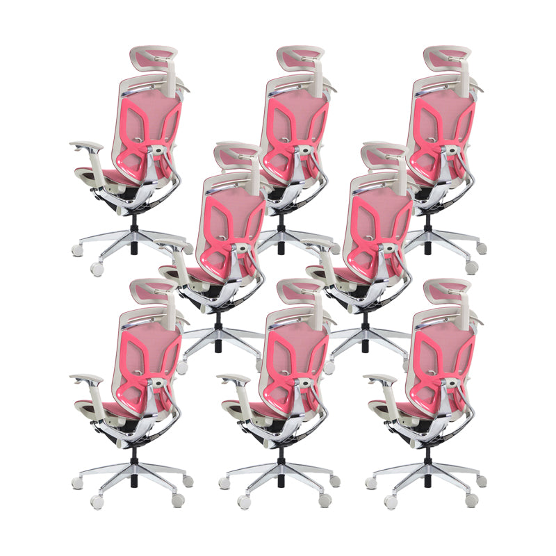 Arms Included Office Chair Modern Adjustable Seat Height Swivel Chair with Wheels Pink 8 Piece Set Clearhalo 'furn' 'furn_office_chair' 'Furniture' 'Office Chairs' 'Office Furniture' 'office_chair' 6715536