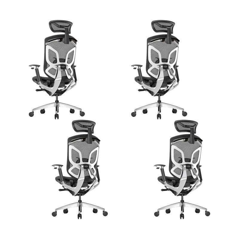 Arms Included Office Chair Modern Adjustable Seat Height Swivel Chair with Wheels Black 4 Piece Set Clearhalo 'furn' 'furn_office_chair' 'Furniture' 'Office Chairs' 'Office Furniture' 'office_chair' 6715539