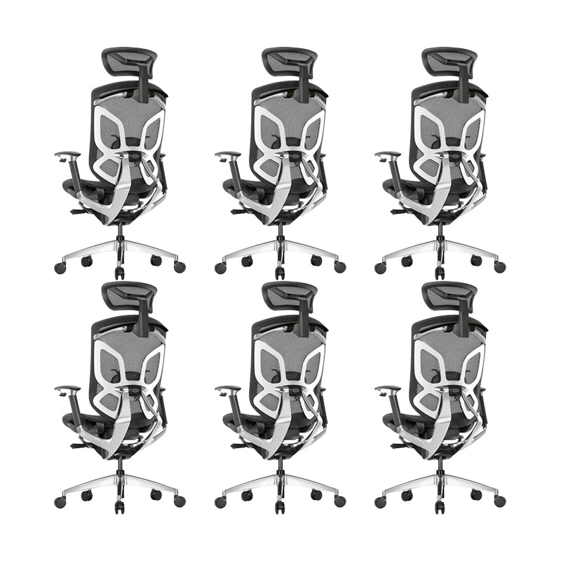 Arms Included Office Chair Modern Adjustable Seat Height Swivel Chair with Wheels Black 6 Piece Set Clearhalo 'furn' 'furn_office_chair' 'Furniture' 'Office Chairs' 'Office Furniture' 'office_chair' 6715540