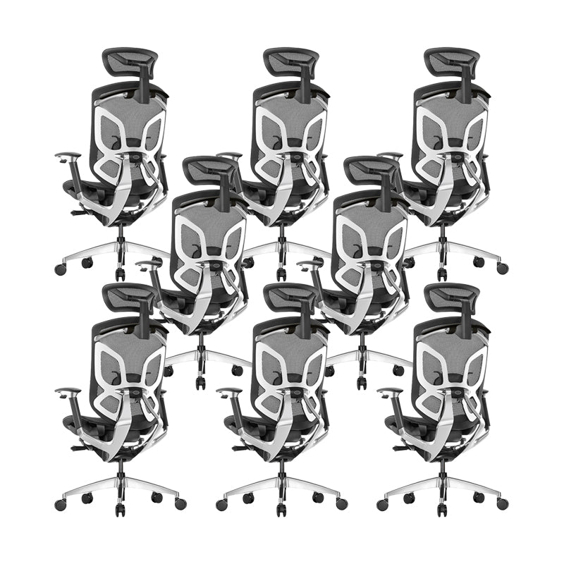 Arms Included Office Chair Modern Adjustable Seat Height Swivel Chair with Wheels Black 8 Piece Set Clearhalo 'furn' 'furn_office_chair' 'Furniture' 'Office Chairs' 'Office Furniture' 'office_chair' 6715541