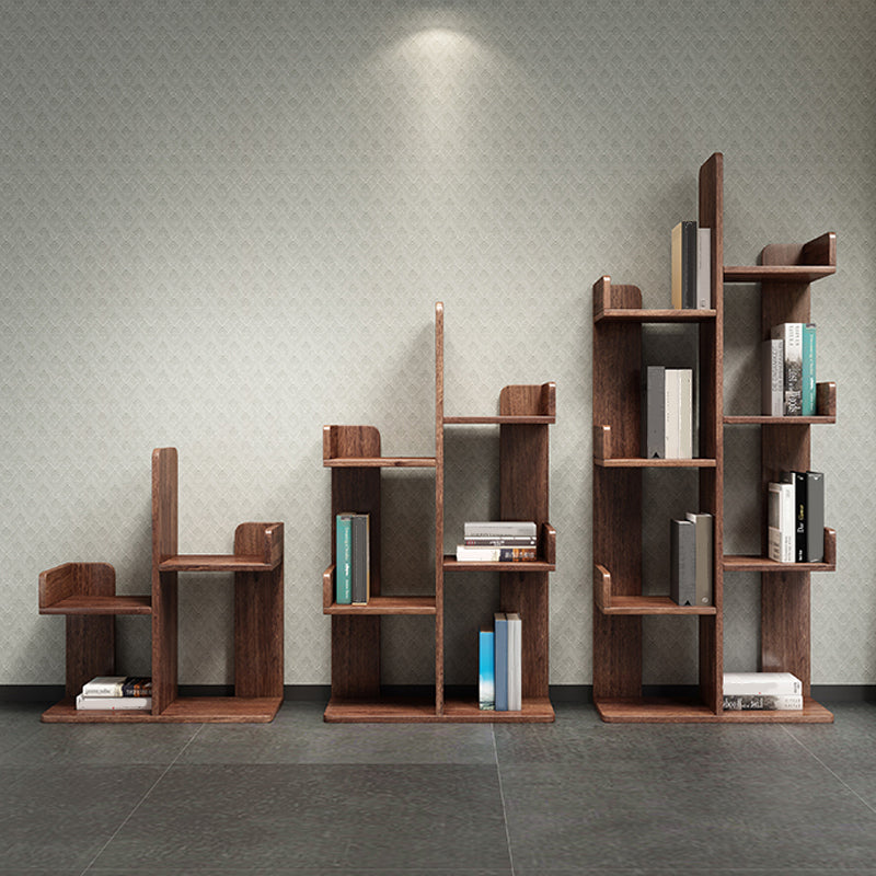 Modern Style Open Back Bookshelf Vertical Wooden Bookcase in Brown Clearhalo 'Bookcases' 'furn' 'furn_bookcases' 'Furniture' 'Office Furniture' 6715560