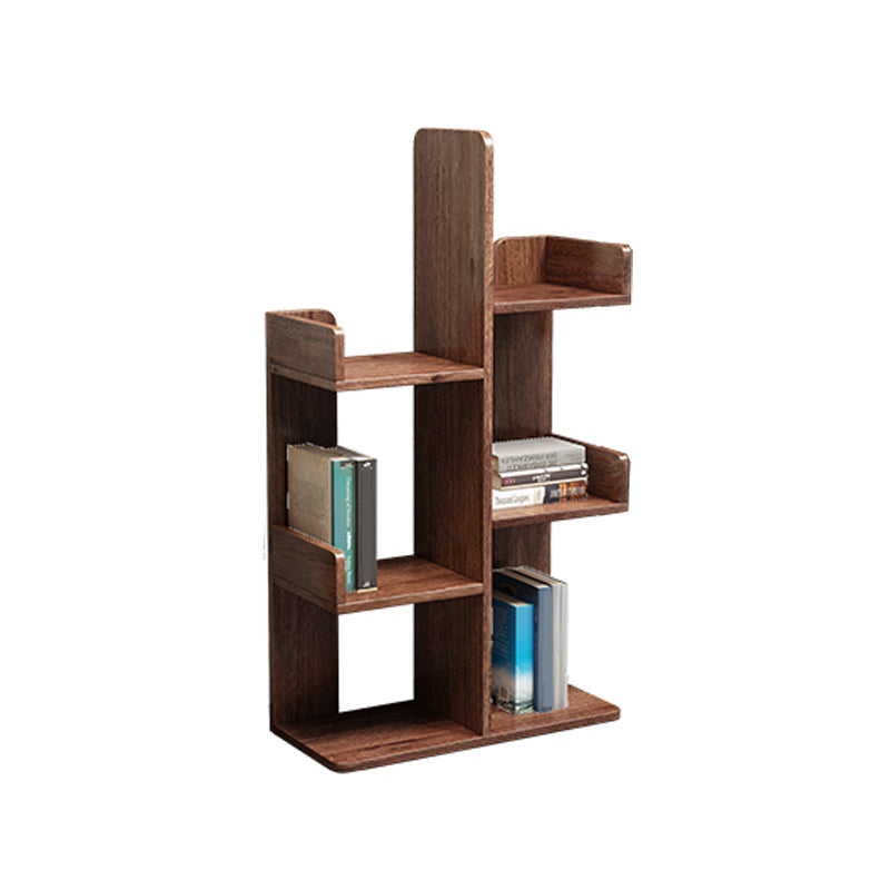 Modern Style Open Back Bookshelf Vertical Wooden Bookcase in Brown 24"L x 10"W x 46"H Clearhalo 'Bookcases' 'furn' 'furn_bookcases' 'Furniture' 'Office Furniture' 6715561